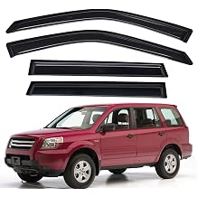 Lightronic Extra Durable Outside-Mount Auto Vent Window Visor, Fits 2003-2008 Honda Pilot, UV Protection Rain Guard, Original Wind Deflector, No-Drill Easy Install, Dark Smoke, 4-Pcs