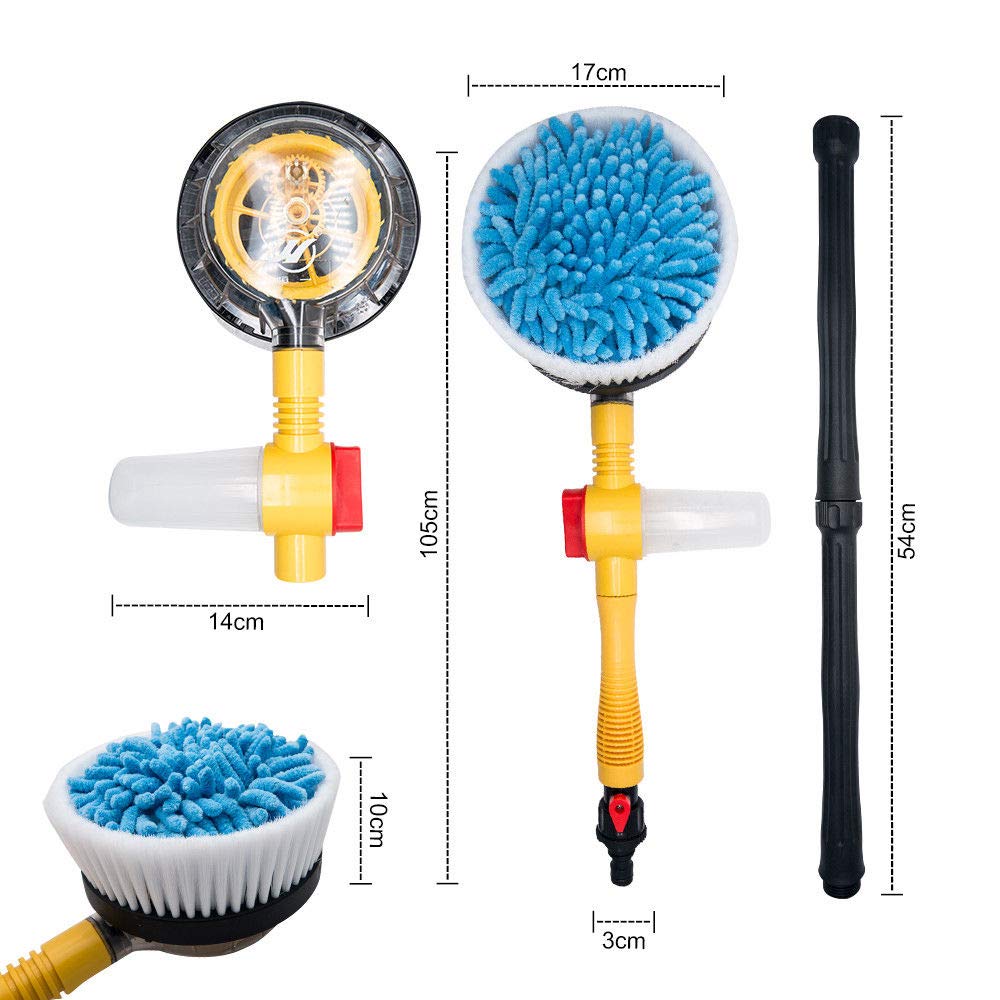MASO Cepillo de Limpieza Giratorio Automático para Coche, Longitud Ajustable, Esponja de Presión, Herramienta de Limpieza con Depósito de Jabón