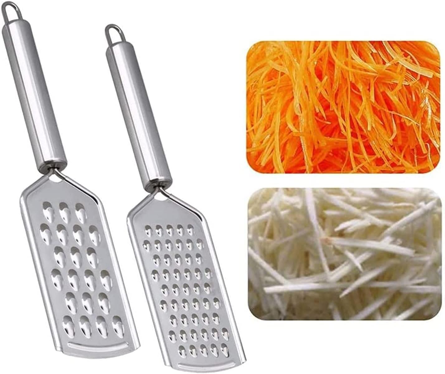 Grater, Cheese Grater Fine Grater for Kitchen with Handle and Razor-Sharp Stainless Steel Blade and for Chocolate, Cheese, Carrot, Ginger, Coconut, Nuts 2PCS