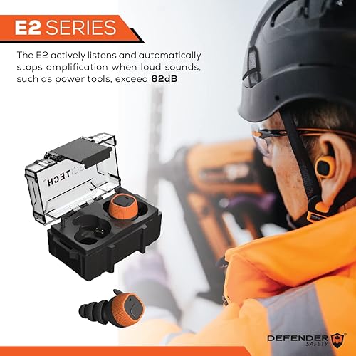 Miniatura 7 de Defender Safety DECITECH E2 - Protector auditivo electrónico intrauditivo, 22 NRR, ANSI S3.19EN-352, protección activa contra el ruido