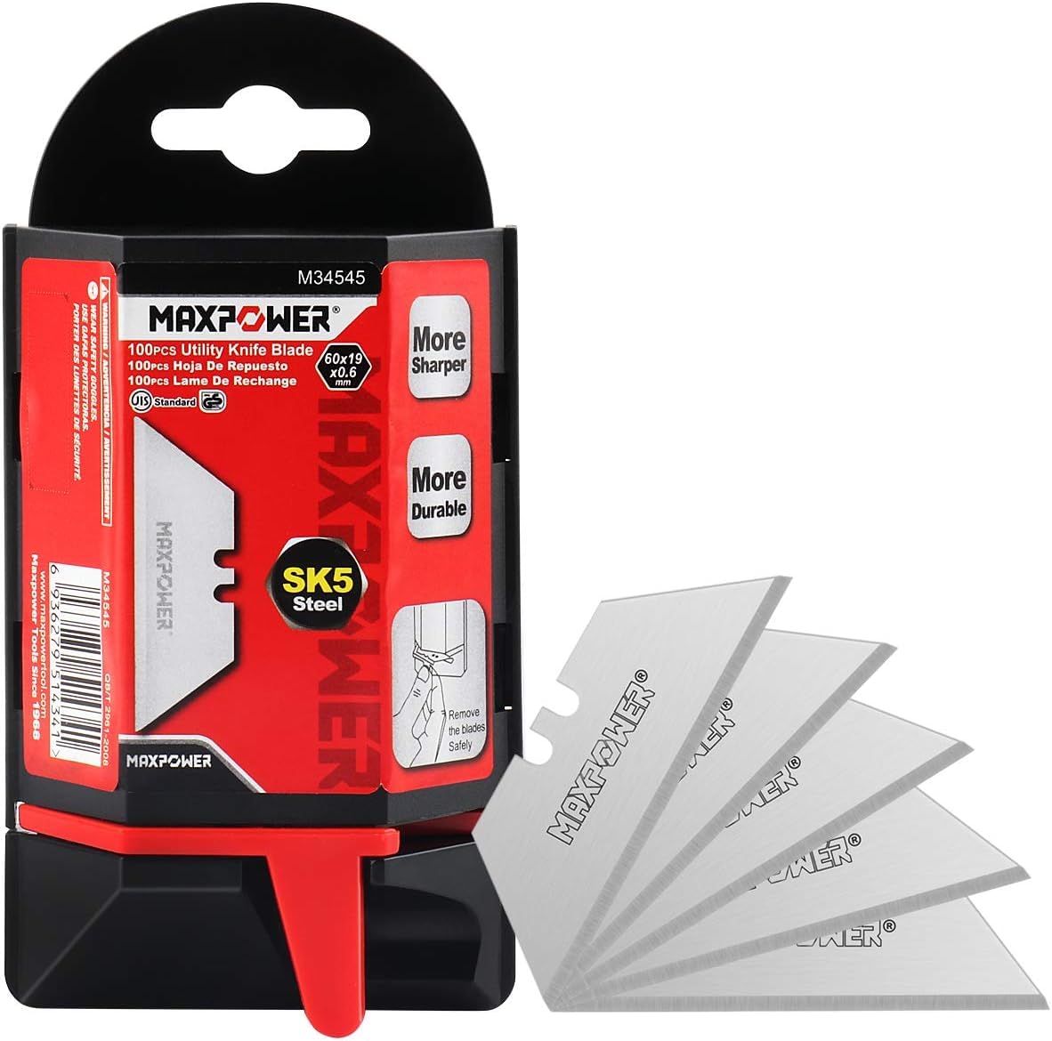 MAXPOWER Cuchillas de Recambio, 100 Pedazos Cuchillas Trapezoidales de Profesional para Cúter Cuchillas Cuchillo Cúter Cortador Acero Inoxidable