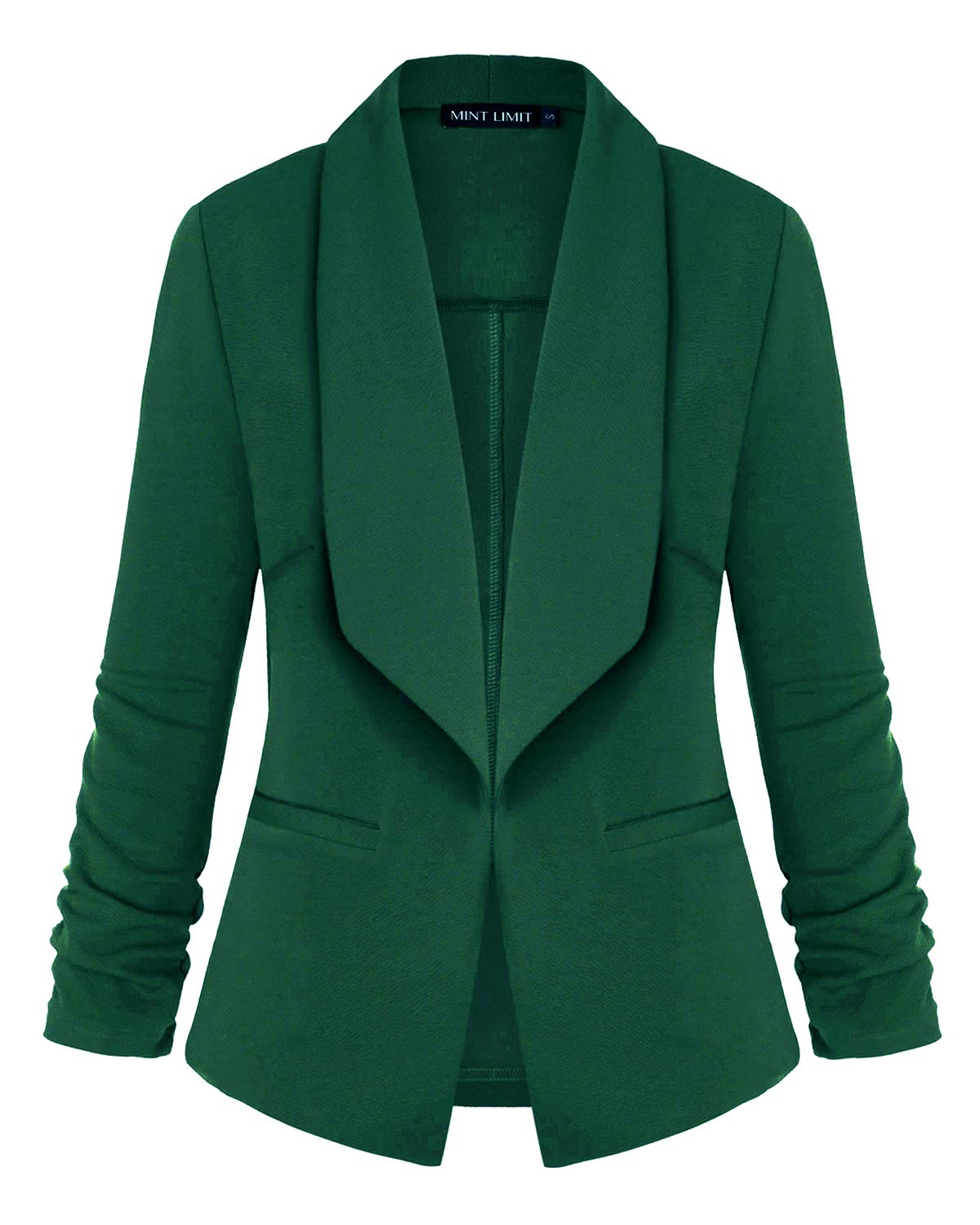 MINTLIMIT Women's Office Blazer Jacket Open Front (Green,Size L)