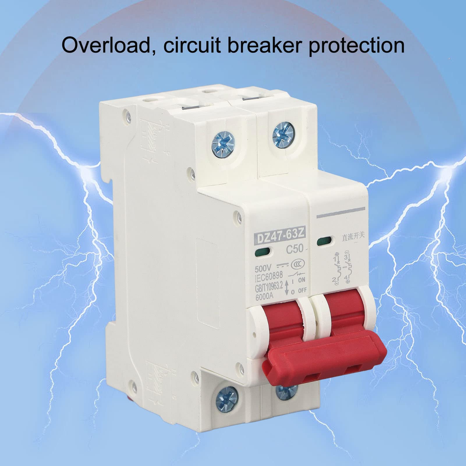 Amazon.com: Alvinlite DC Miniature Circuit Breaker, 2 Pole 50 Amp