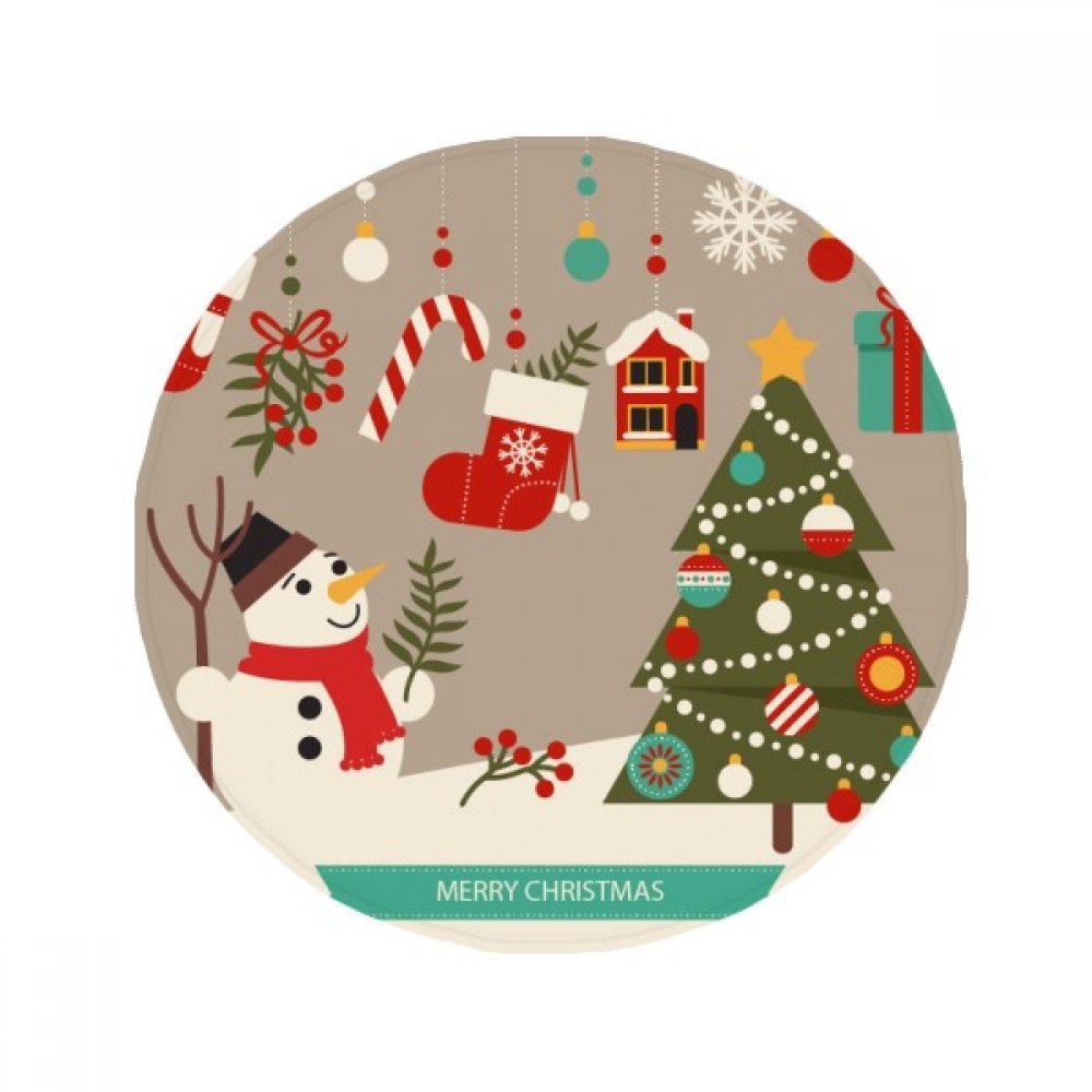 Tapis de sol bonhomme de neige rond 80cm Joyeux Noël antidérapant multicolore DIYthinker