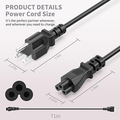 Miniatura 6 de Cable de alimentación de repuesto de 3 clavijas para monitores de TV de computadora, compatible con Dell IBM HP Asus Sony, Samsung, Toshiba, Lenovo,