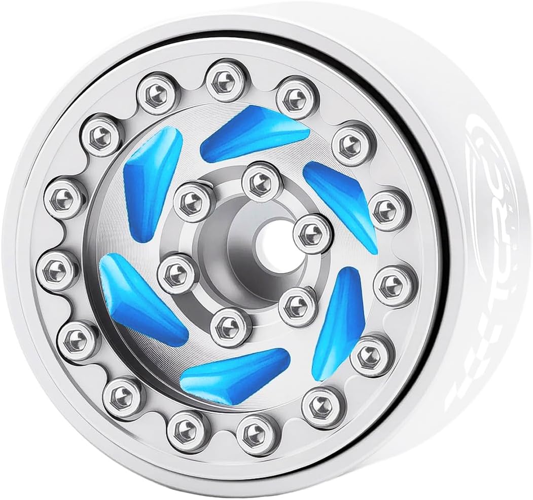 4PCS Night Glow Color Fluorescent Blue Aluminum 1.0 Inch Beadlock Wheels Hubs for Axial SCX24 AX24 FCX24 TRAXXAS TRX4M Redcat Ascent-18 Ascent-32 HPI Venture18 RC Crawler Car Upgrades
