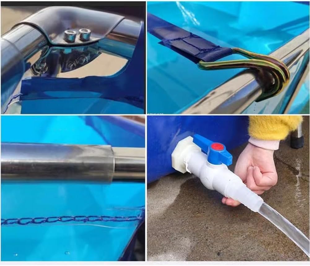 Piscina Fuori Terra Trasparente con Valvola di Scarico, Realizzata in Resistente Telo di PVC E Telaio in Acciaio, Ideale per Acquari E Laghetti Acquatici, Perfetta per Il Relax Allaperto.