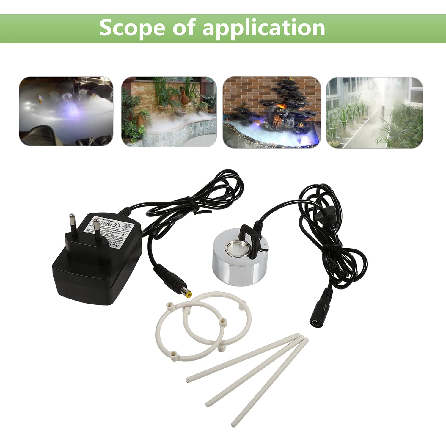 24V générateur de brume ultrasonique, humidificateur d'atomiseur d'étang de fontaine d'eau de Fogger, rocaille réservoir de poissons vase d'anniversaire relique atomiseur de brumisateur(A)