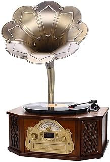 Record player retro, Gramophone, Retro Bluetooth Speaker Vintage Built In Speakers&Remote Record Player Living Room Audio Pho