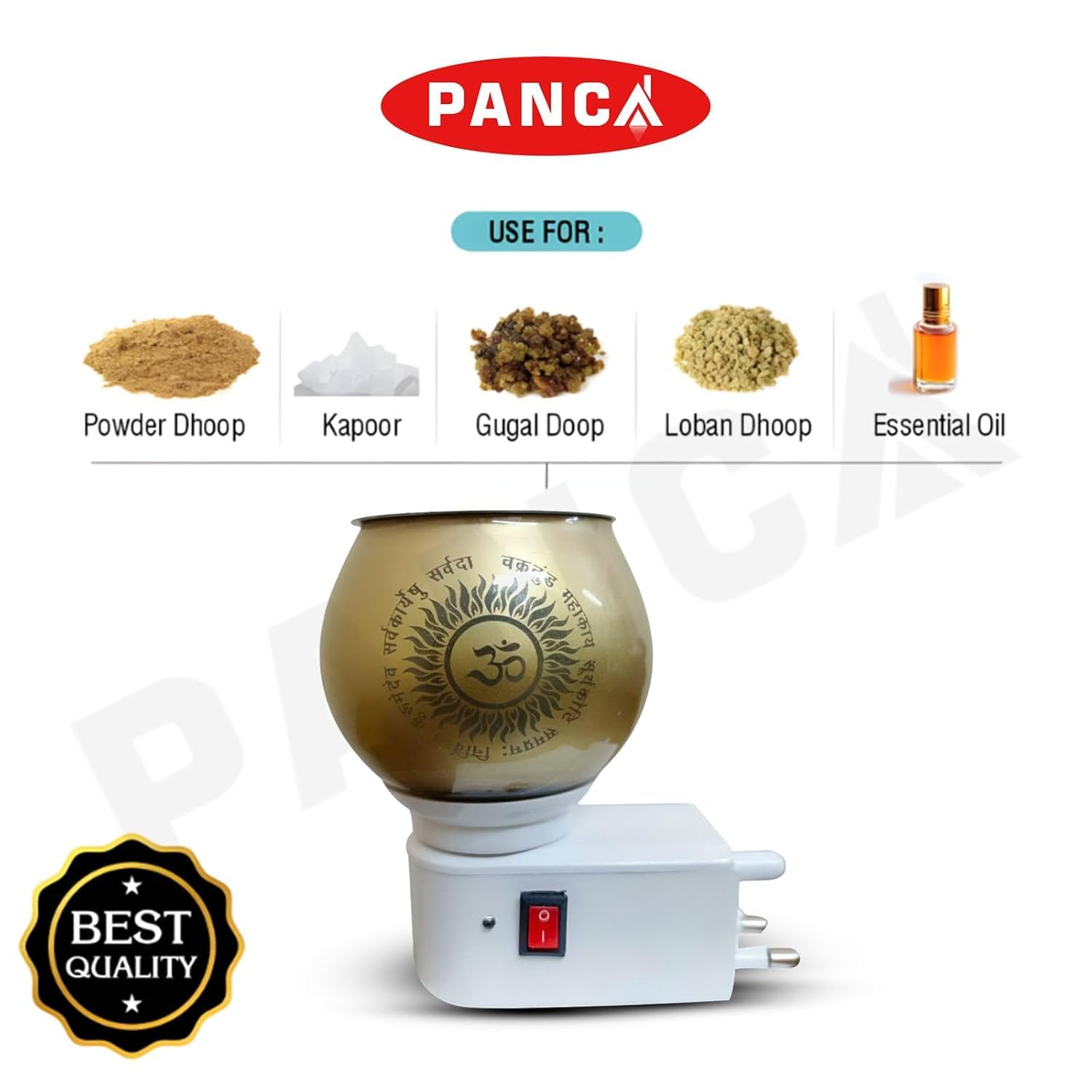 PANCA Electric Kapoor Dani Glass Camphor Burner | Ganesh Ji Om Aroma Diffuser | Electrical Night Lamp Fragrance Machine | Multipurpose Incense Dhoop Burner for Home & Office Use 2