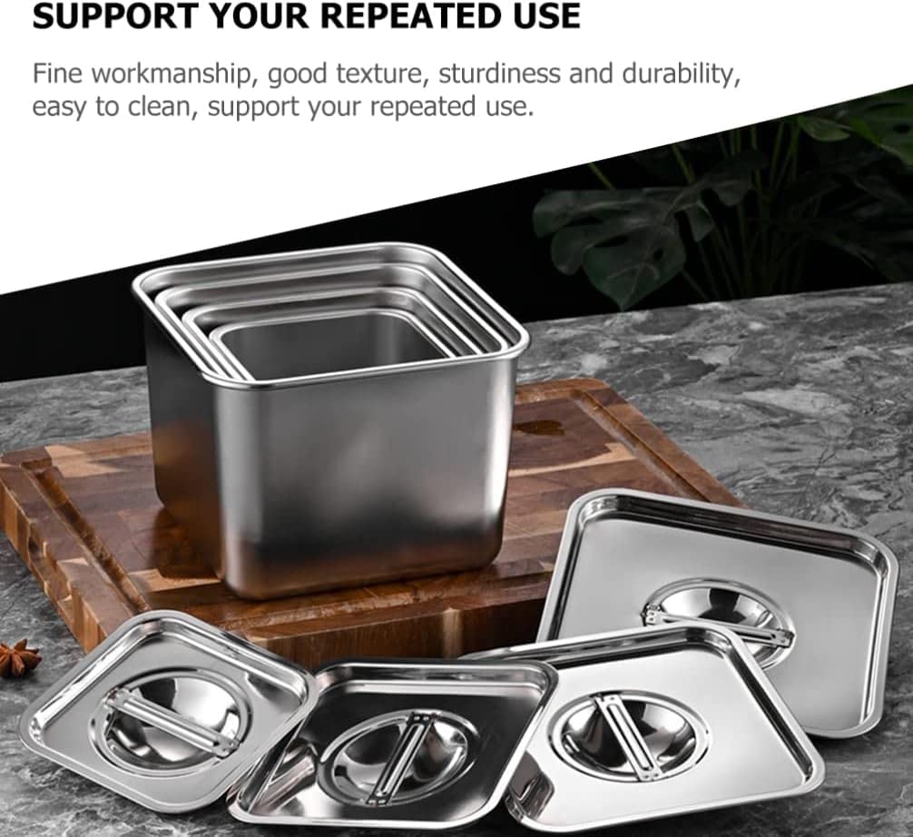 Tarro de condimento cuadrado Recipiente de condimento de acero inoxidable Caja de sal de pimienta Especias Recipiente de azúcar con tapa Granos de café Titular de té para el hogar Cocina 16 cm