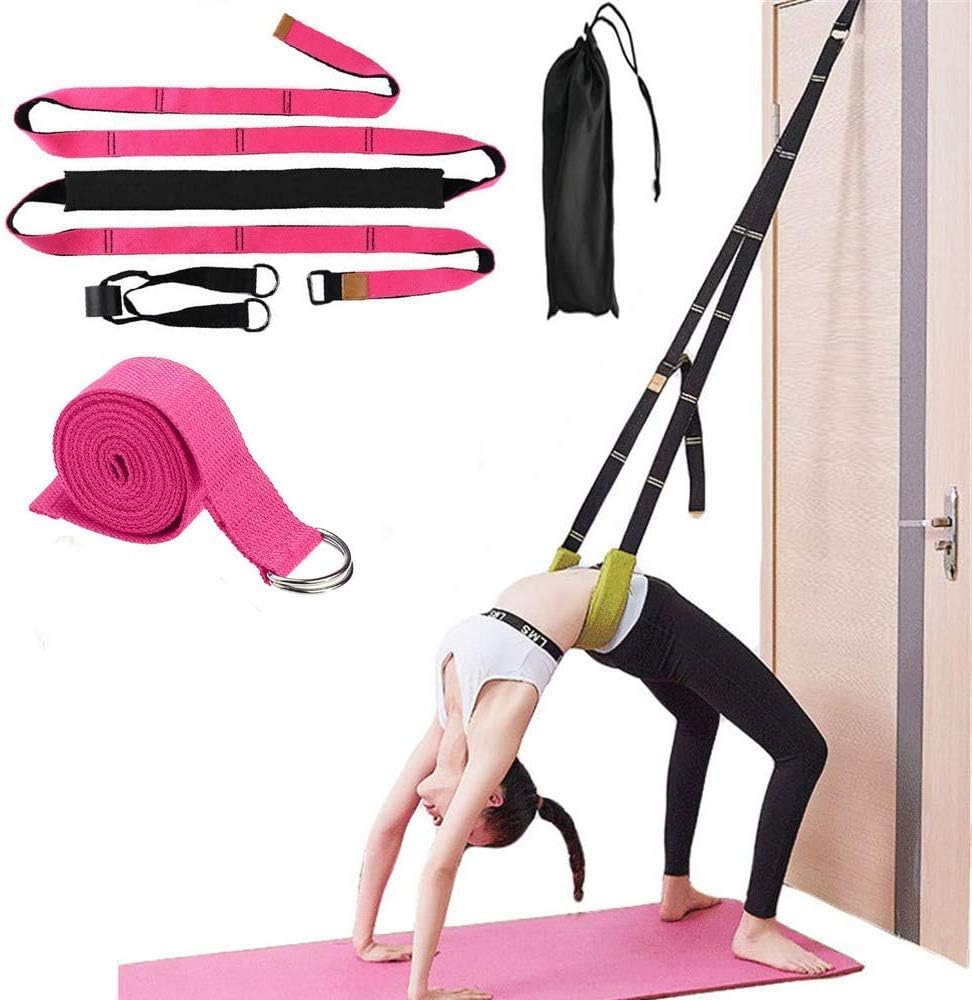 Yoga Fitness Stretching Strap, Plates Back Bend Assist Trainer Door Flexibility Tensile Flexibility Leg Stretcher Strap Home Equipment [Rose]