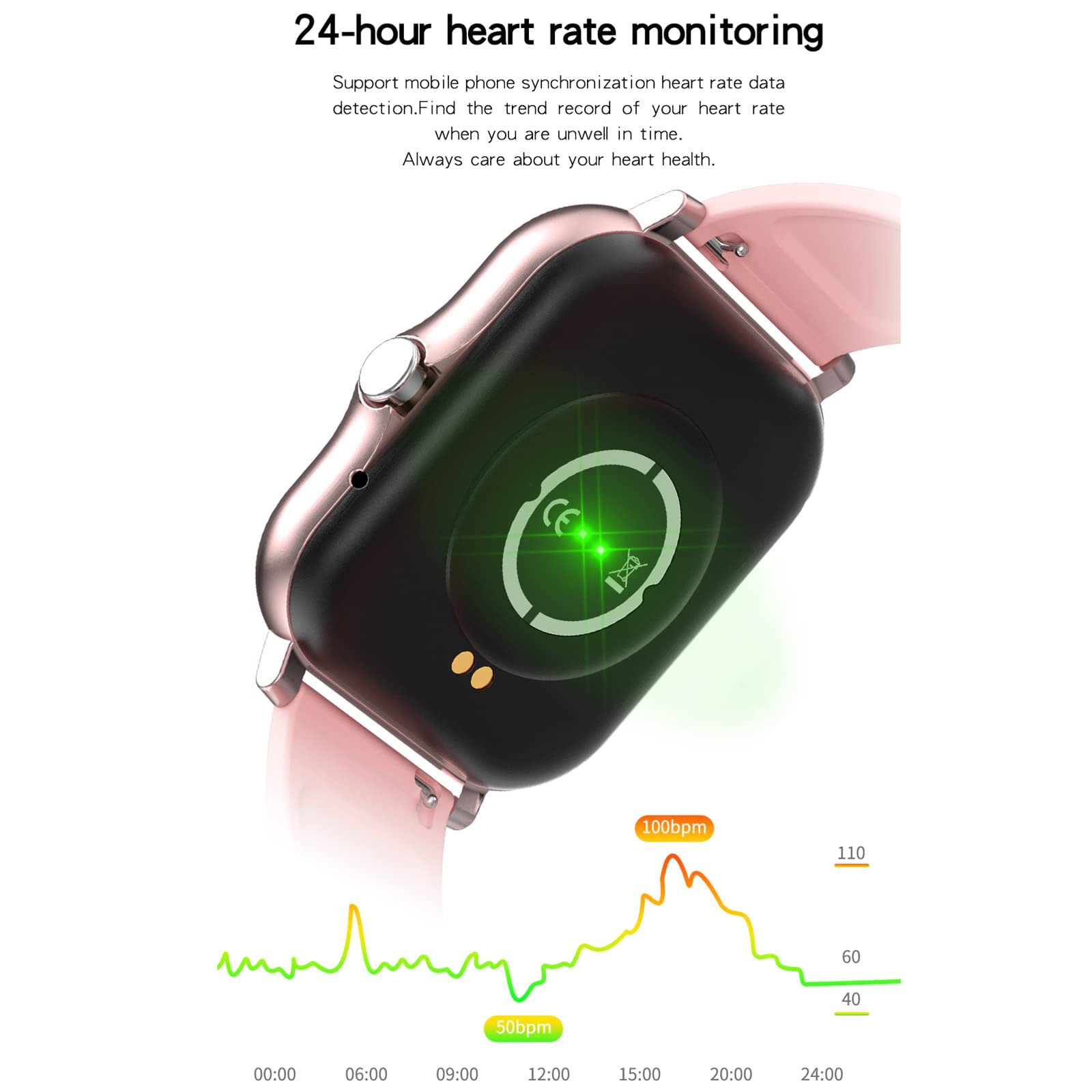 Smartwatch per uomo donna con chiamata Bluetooth Riproduzione musica Fitness Tracker con 8 modalità sportive Foto Sveglia Meteo IP67 Impermeabile per telefono Android iOS Nero(Rosa) little surprise