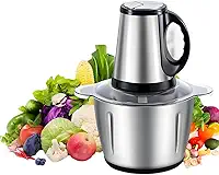 Multiprocessador de Alimentos Elétrico 2L Triturador 220v Aço Inoxidável 850W 4 Lâminas Moedor de Carne e Legumes Tigela Removível
