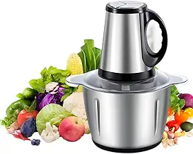 Multiprocessador de Alimentos Elétrico 2L Triturador 220v Aço Inoxidável 850W 4 Lâminas Moedor de Carne e Legumes Tigela Removível