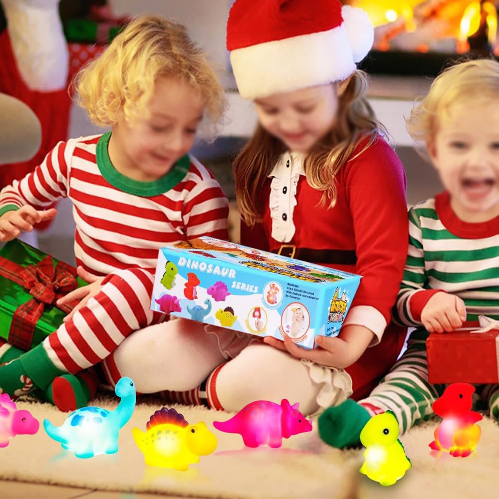 Dinosauri Da Bagno Luminosi Sarini Set 6 Pezzi | Giochi Bagno Con Luci LED Touch Water Per Bambini