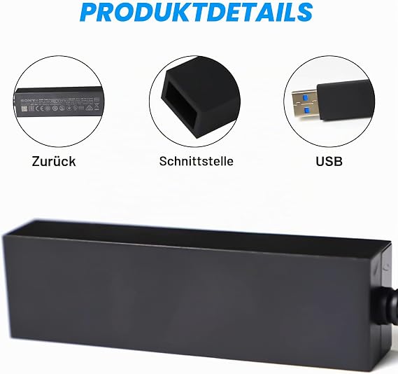 Nizirioo PS5 VR Kamera Adapter: PS5 VR-Adapter für Kamera kompatibel mit PS4 Schwarz