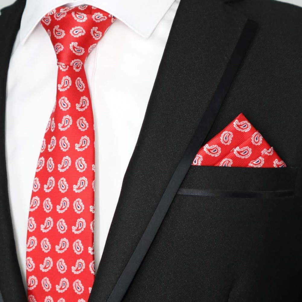 Cravate homme à rayures T-022 avec mouchoir de poche en polyester soie pour costume de mariage