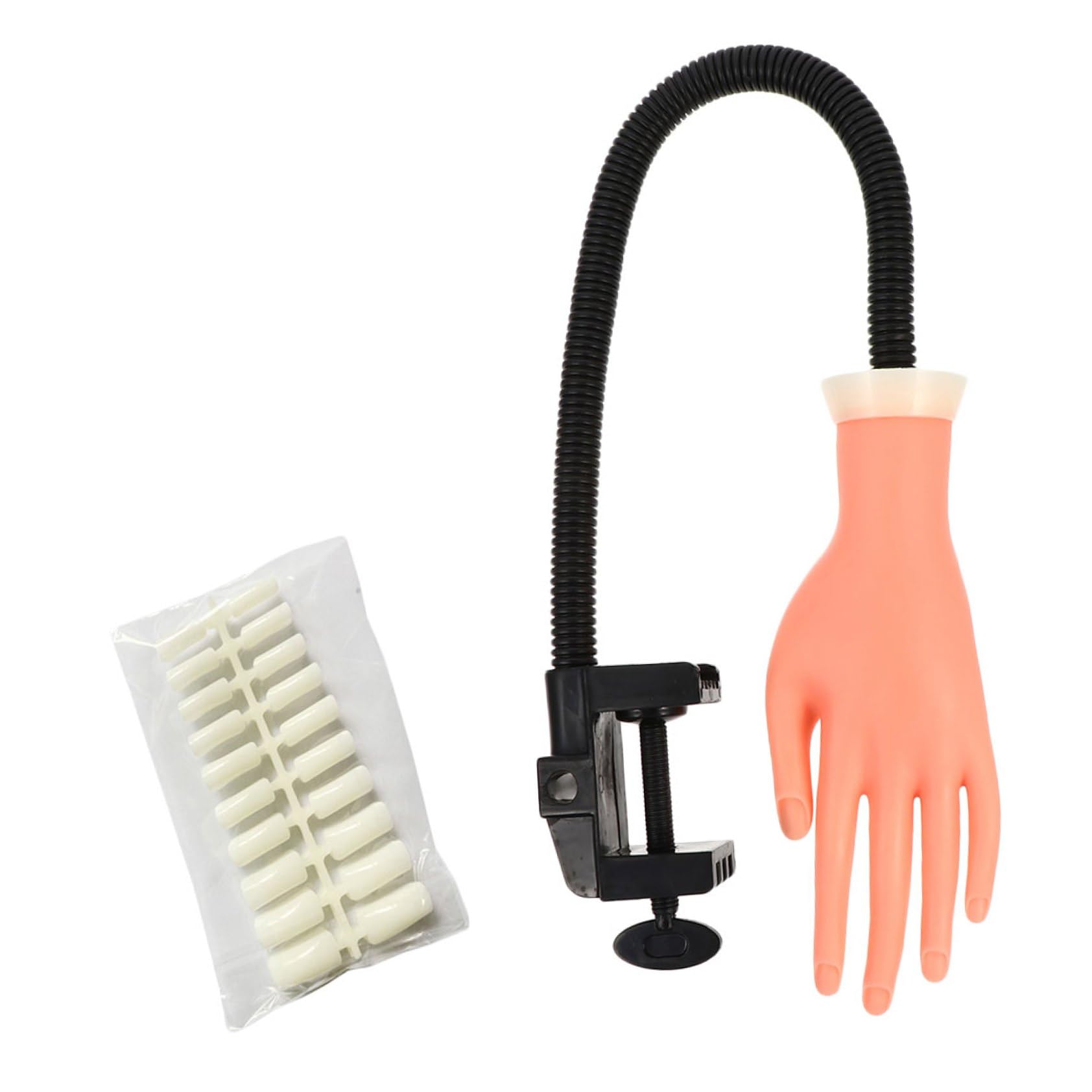 KICHOUSE Modelo de Mano de Entrenamiento para Uñas con Silicona Flexible Tono Anaranjado, Herramienta de Manicura Ligera para Práctica en Diseño de Uñas