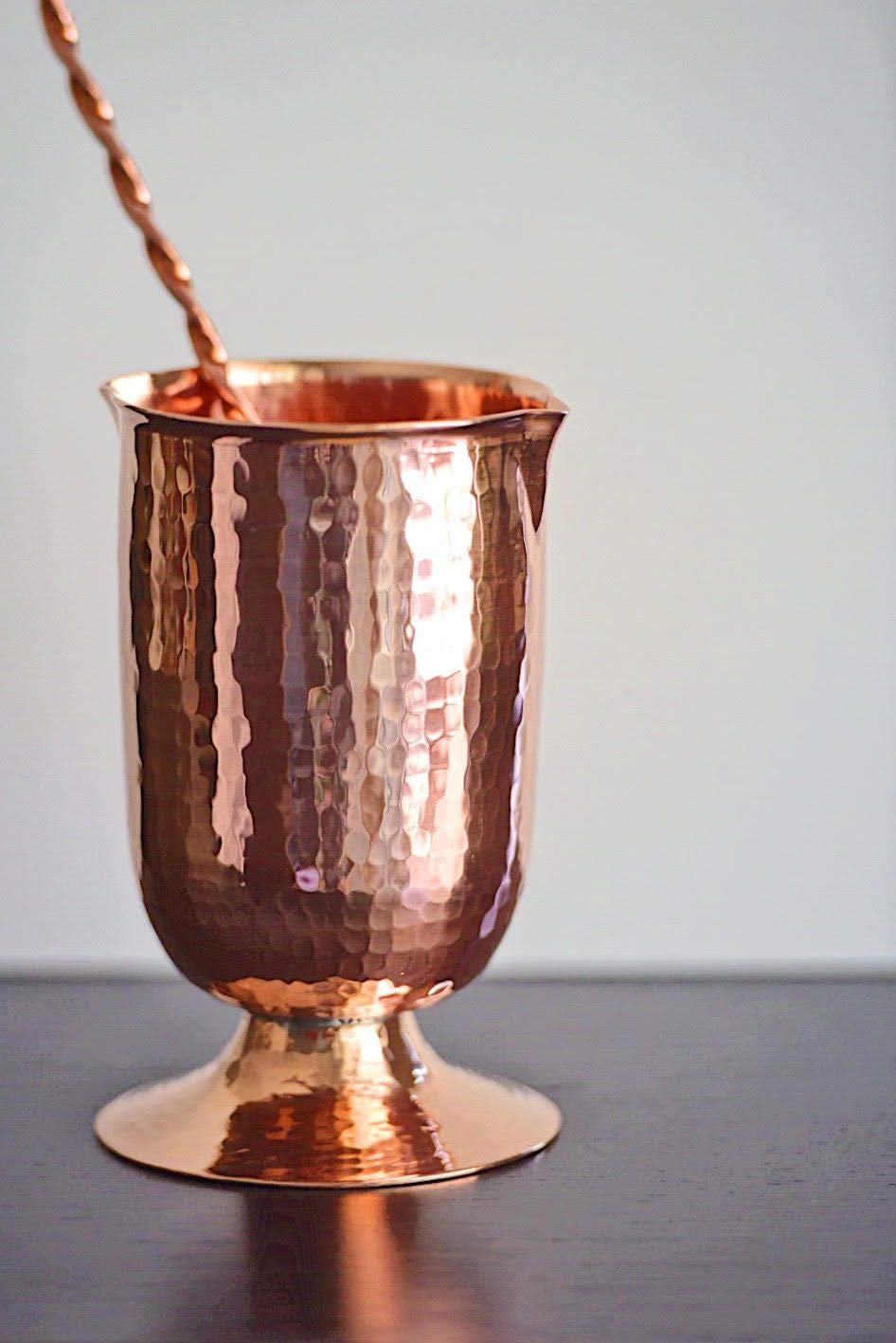 Sertodo - Mezclador de cóctel de cobre con base, martillado a mano 100% cobre puro, 16 oz