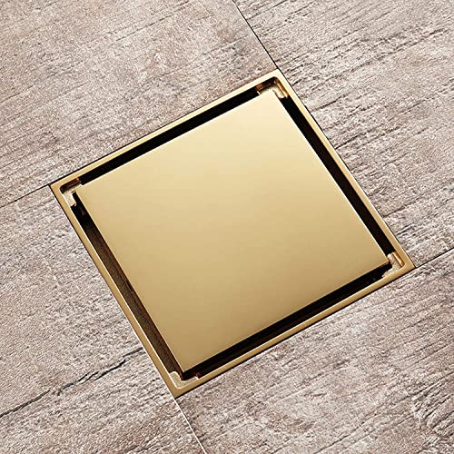 Siphon de sol carré 10x10cm en laiton or pour douche - 3