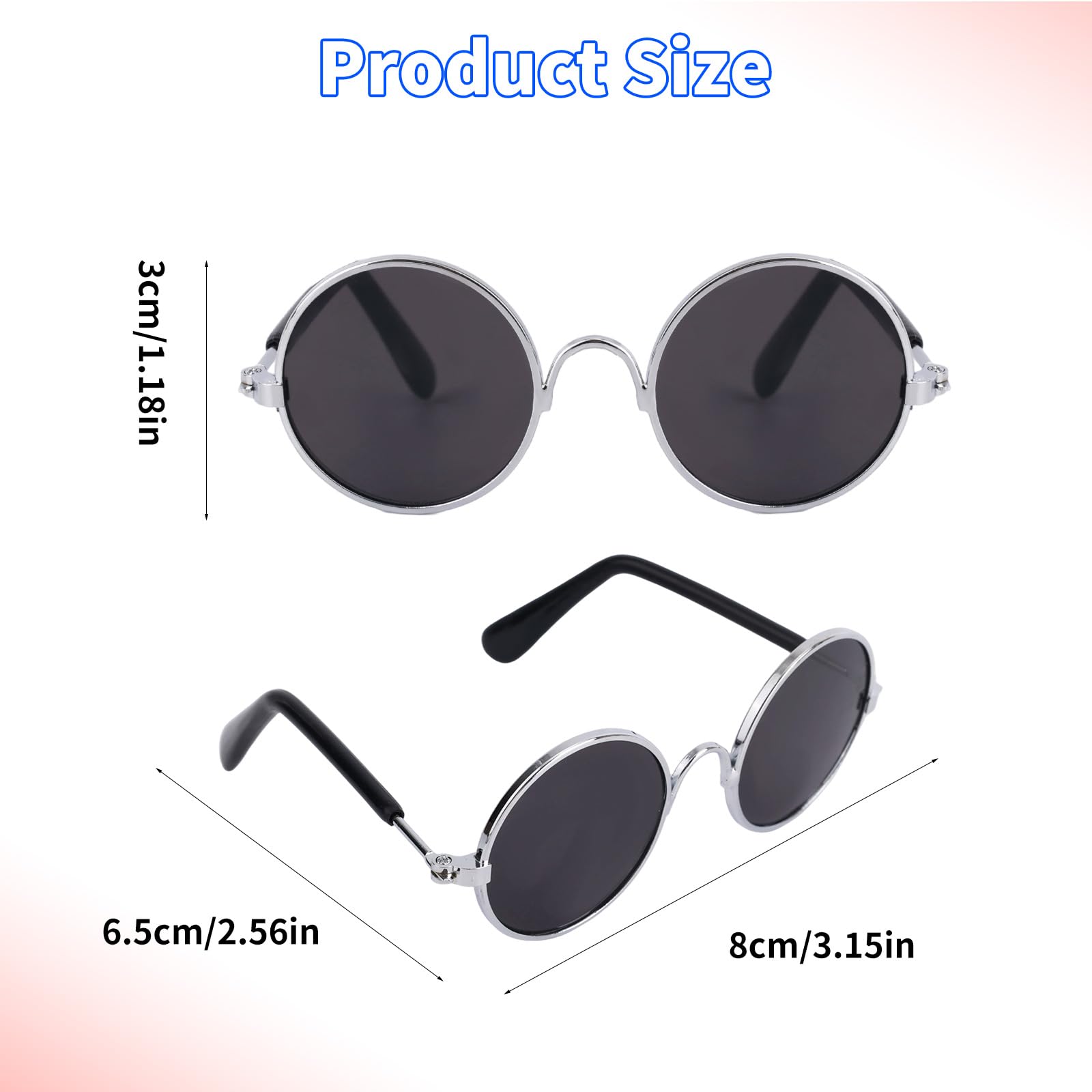 Penitue 4pcs Mini Doll Glasses, Cute Tiny Small Sunglasses for Most Dolls and Metal with Frame Multi-Color Lenses Fashion Plush Eyewear Accessories (Color 1) - Image 2