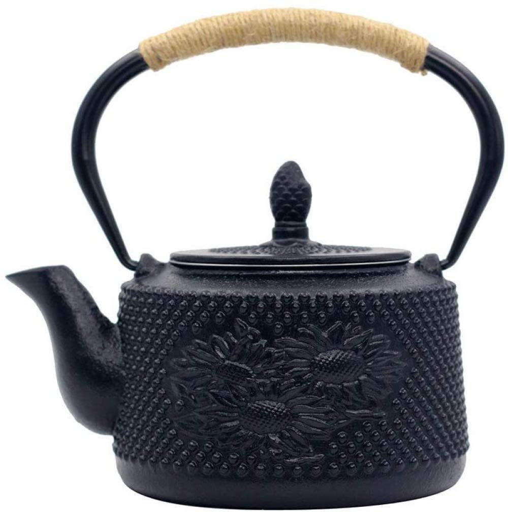Tetera, Tetera Japonesa, Tetera de Hierro Fundido, Juego de coladores, patrón Chino con Filtro de Acero Inoxidable, 30 oz / 0,9 l, Ciruela-Sunflower