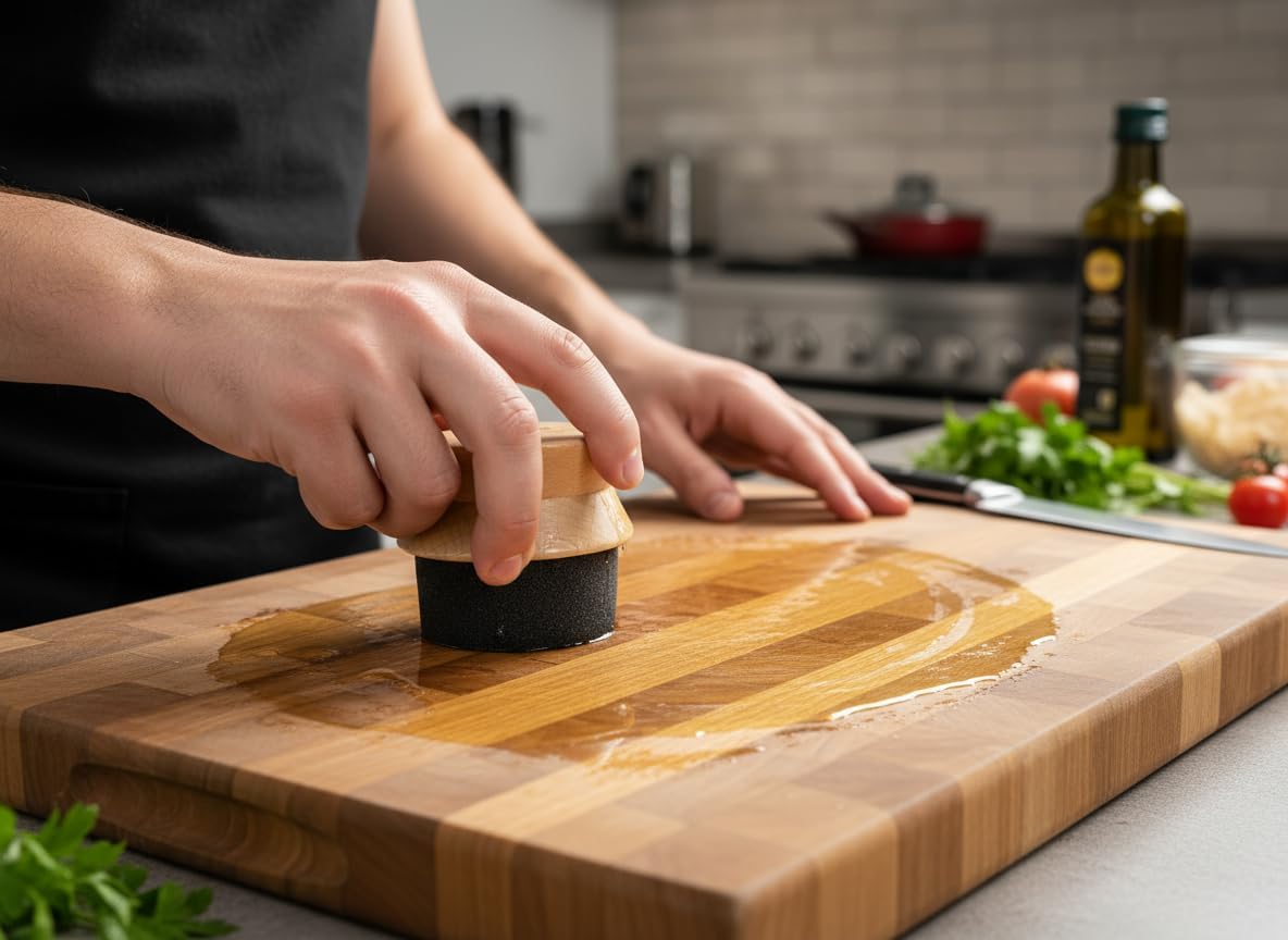 Thirteen Chefs Premium Oil and Wax Applicator for Cutting Boards with Wooden Handle - No Mess Maintenance for Mineral Oil - Image 2