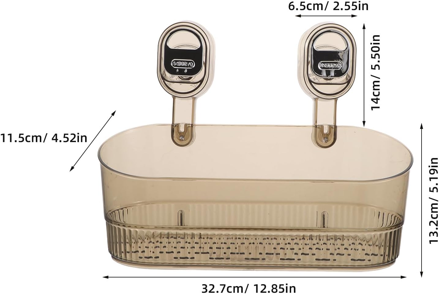 2pcs Suction Cup Shower Shelf - Acrylic No-Drill Bathroom Organizer - Reusable Wall-Mounted Storage Rack for Shampoo Soap and Bath Accessories