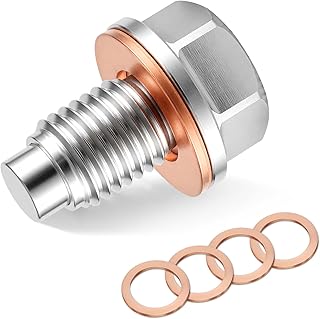 JUSTTOP M12 x 1.5 Magnetic Oil Drain Plug,Magnetic Stainless Steel Oil Pan Drain Nut Bolt with 5 PCS Washer Gasket,Fits for Benz BMW,Motorcycles,Boats