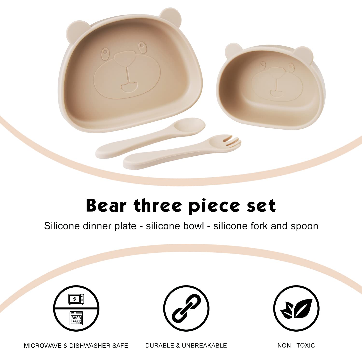 Coffret Repas Bebe,vaisselle bébé 4 pièces,set repas bébé,bol ventouse pour bébé,couvert bebe,Sans BPA, Passe au Lave Vaisselle Micro Onde