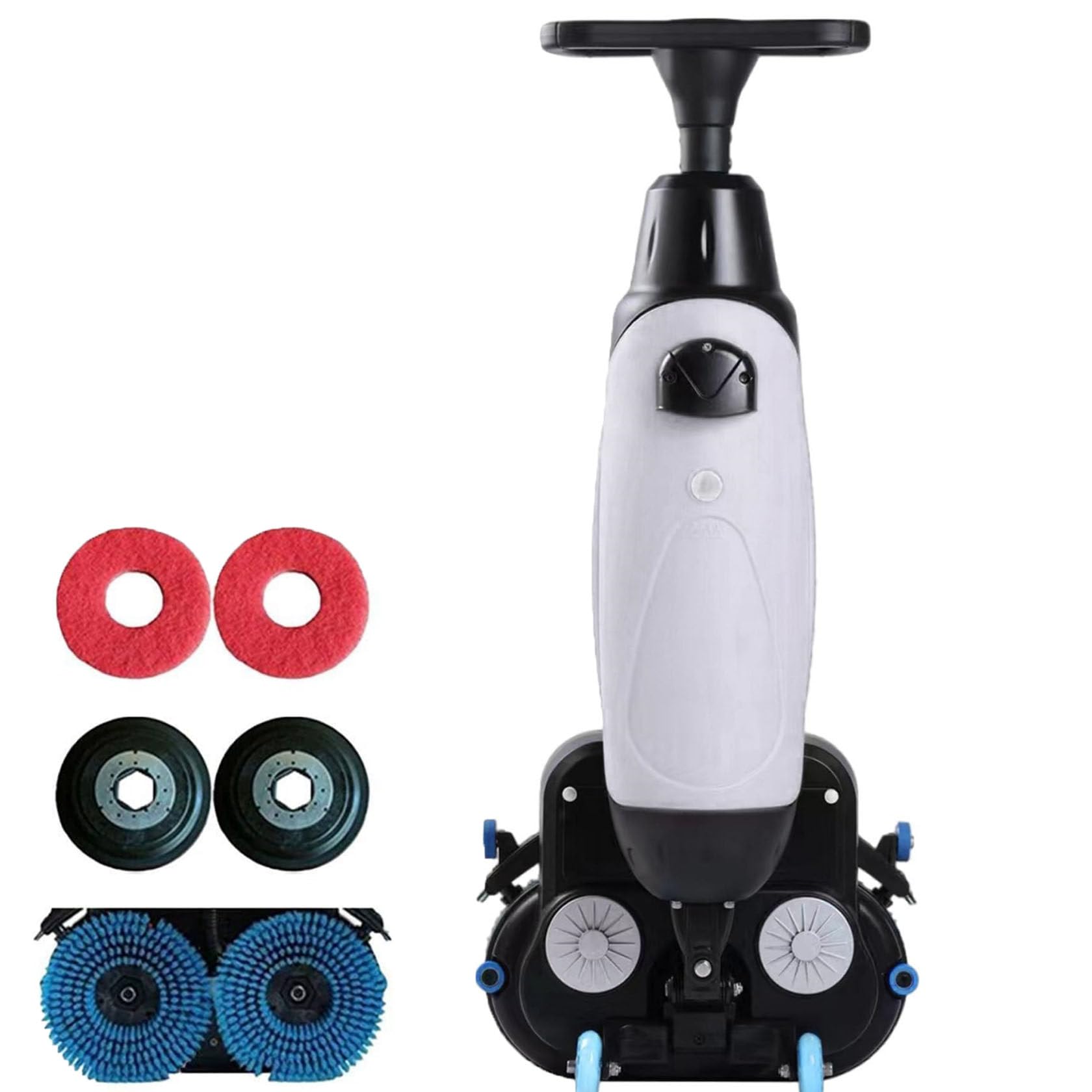 Limpiador Eléctrico De Suelos, Fregador, Pulidor Y Abrillantador Autopropulsado, Diseño De Doble Depósito, 2 X 200 W De Potencia De Cepillo, Cobertura De 13000 Pies Cuad,White