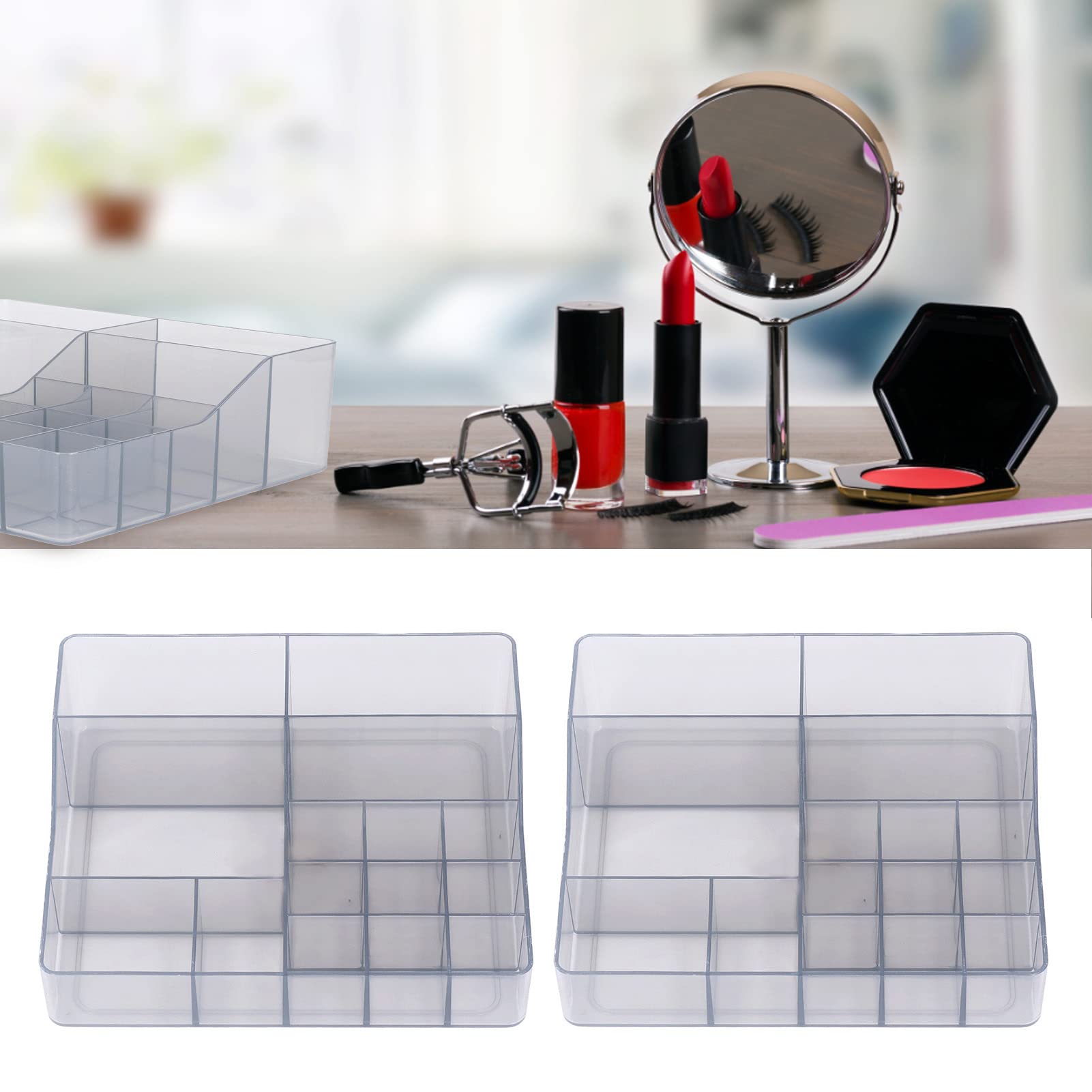 Tecbeauty Make-up-Paletten-Organizer – Transparent, 15 Fächer (2 Stück), Für Lidschatten-Paletten, Schminktisch-Organisation