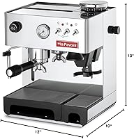 Vista 8 de La Pavoni Domus Bar - Máquina de espresso/capuchino - Molinillo de fresas cónicas integrado con 7 ajustes, cuerpo de acero inoxidable, depósito
