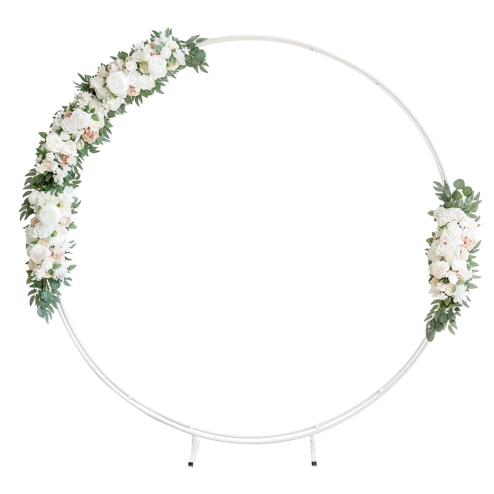 ling's moment wedding arch artificial flowers ceremony backdrop 4 swags of rose arbor centerpieces decorations, white & sage outdoor hanging party reception floral garland arrangement decor