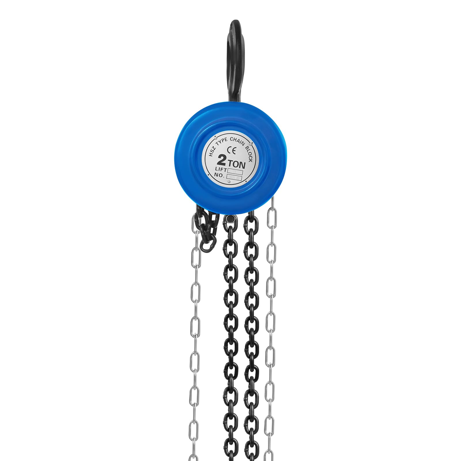 Paranco a catena a mano, 2T/1T, 2,9 m, altezza di sollevamento, paranco manuale, per foreste e officina in occasioni, gancio girevole a 360° (blu, potenza di sollevamento: 2T)