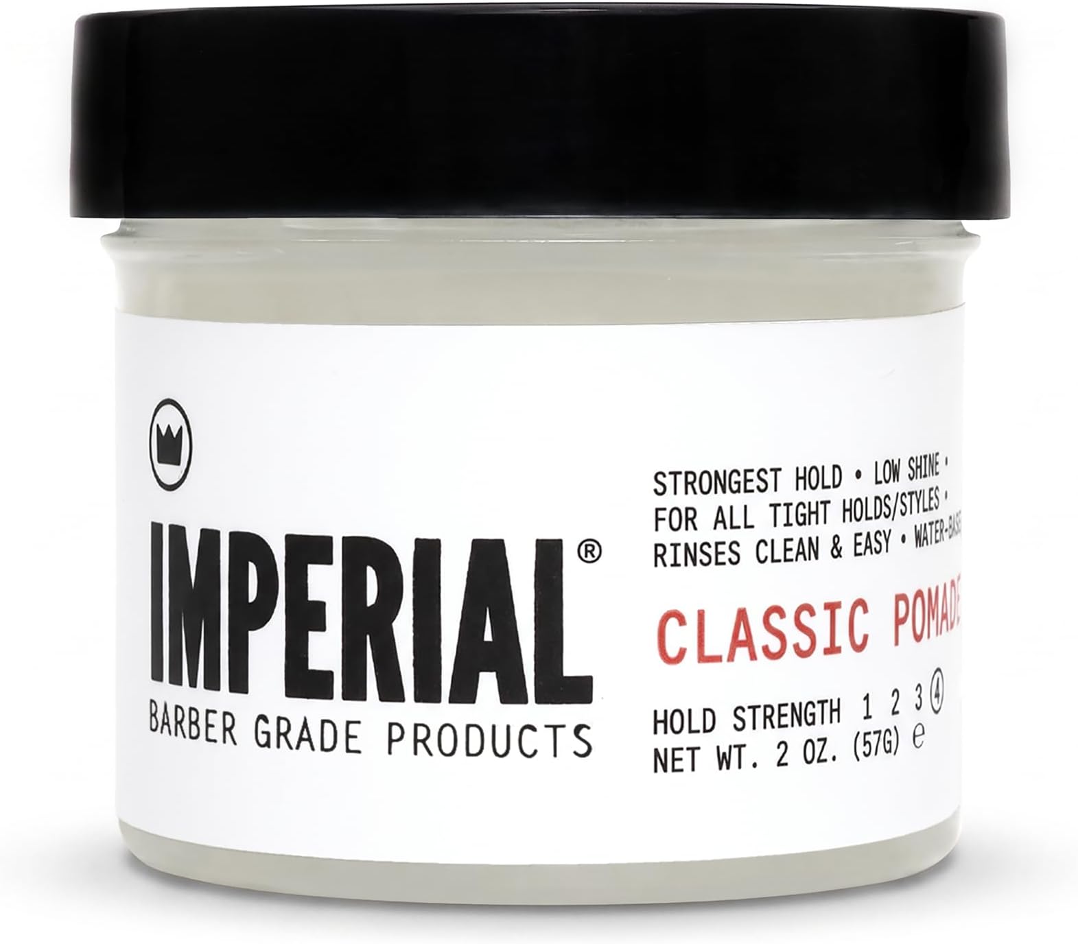 Imperial Barber Grade Products | Classic Pomade, 2 oz | TSA Approved | Travel Sized | Strong Hold | Low Shine | Water-Based | Easy to Wash Out | For Tight Holds and Styles