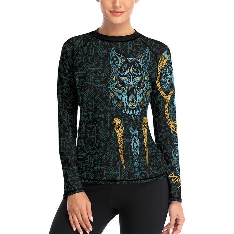Viking Women's Rash Guard Shirts Long Sleeve Compression Fightwear Tops for BJJ MMA4