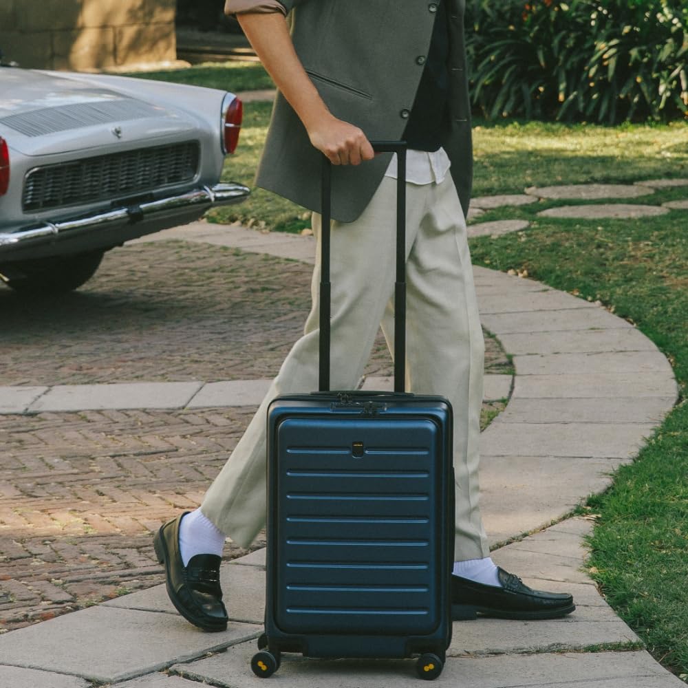LEVEL8 Road Runner Carry On Luggage with Front Compartment 20 Inch Lightweight Hard Shell Suitcases with Wheels Airline Approved Tsa Locks for Luggage Black21.46 x 14.57 x 9.45 product thumbnail 4
