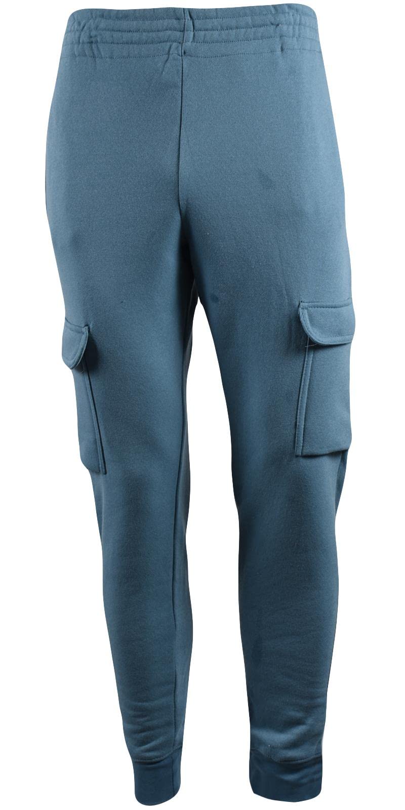 True Face Mens Trouser Fleece Sweatpants Cargo Combat Joggers Multi Pockets Elasticated Sports Running Fitness Gym Jogging Bottoms Blue M
