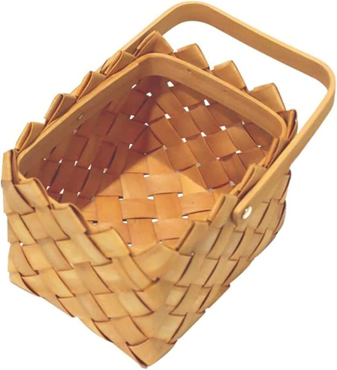 Basket For Garden Rattan Basket Wicker Willow Picnic Camping Shopping Storage Container Fruit Baskets Hamper Basket Wedding(19 * 15 * 23cm)