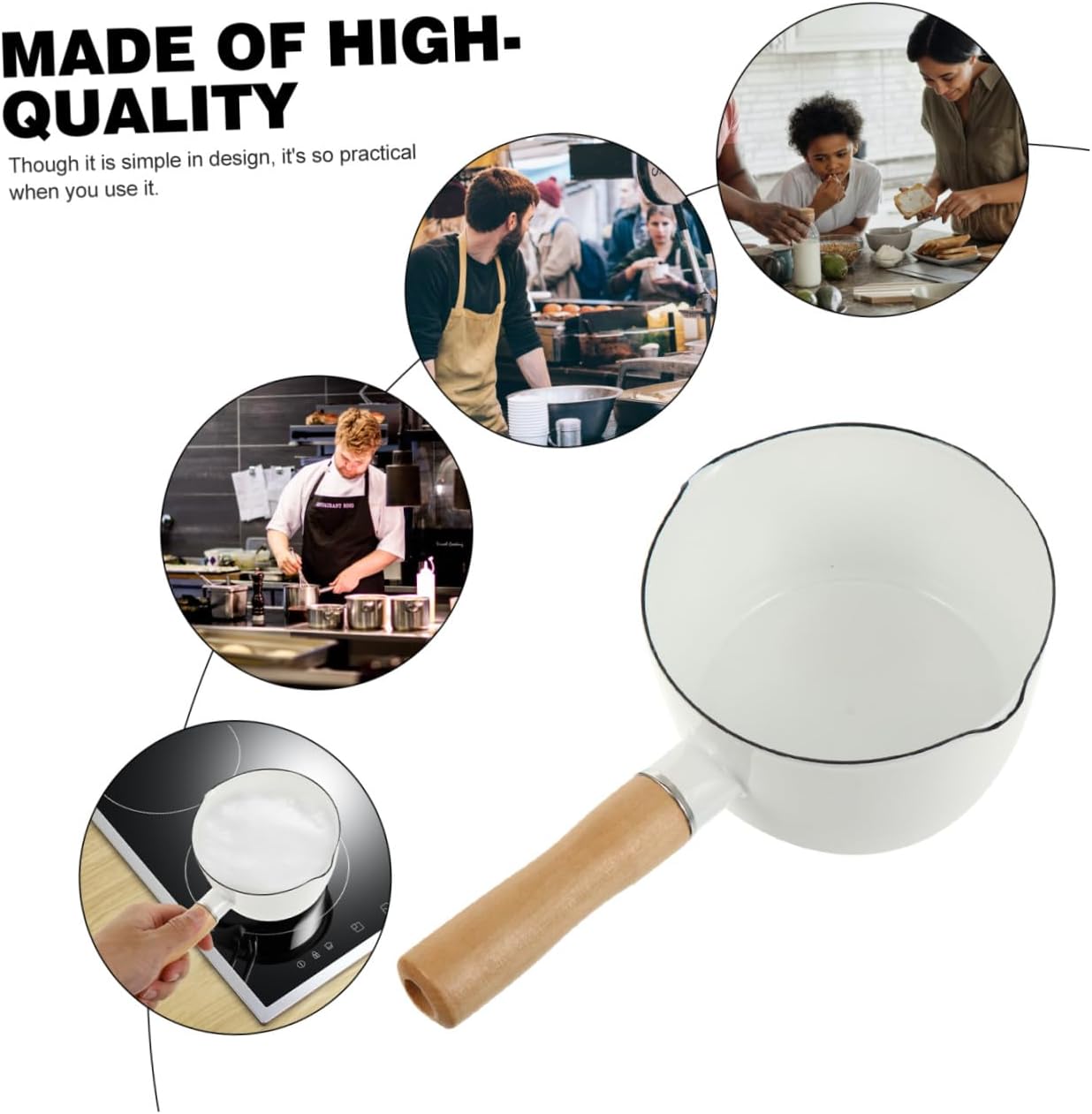 Cooking Pot for Milk Small Saucepan Enamel Milk Pan Stovetop Saucepan Nonstick Kitchen Cookware