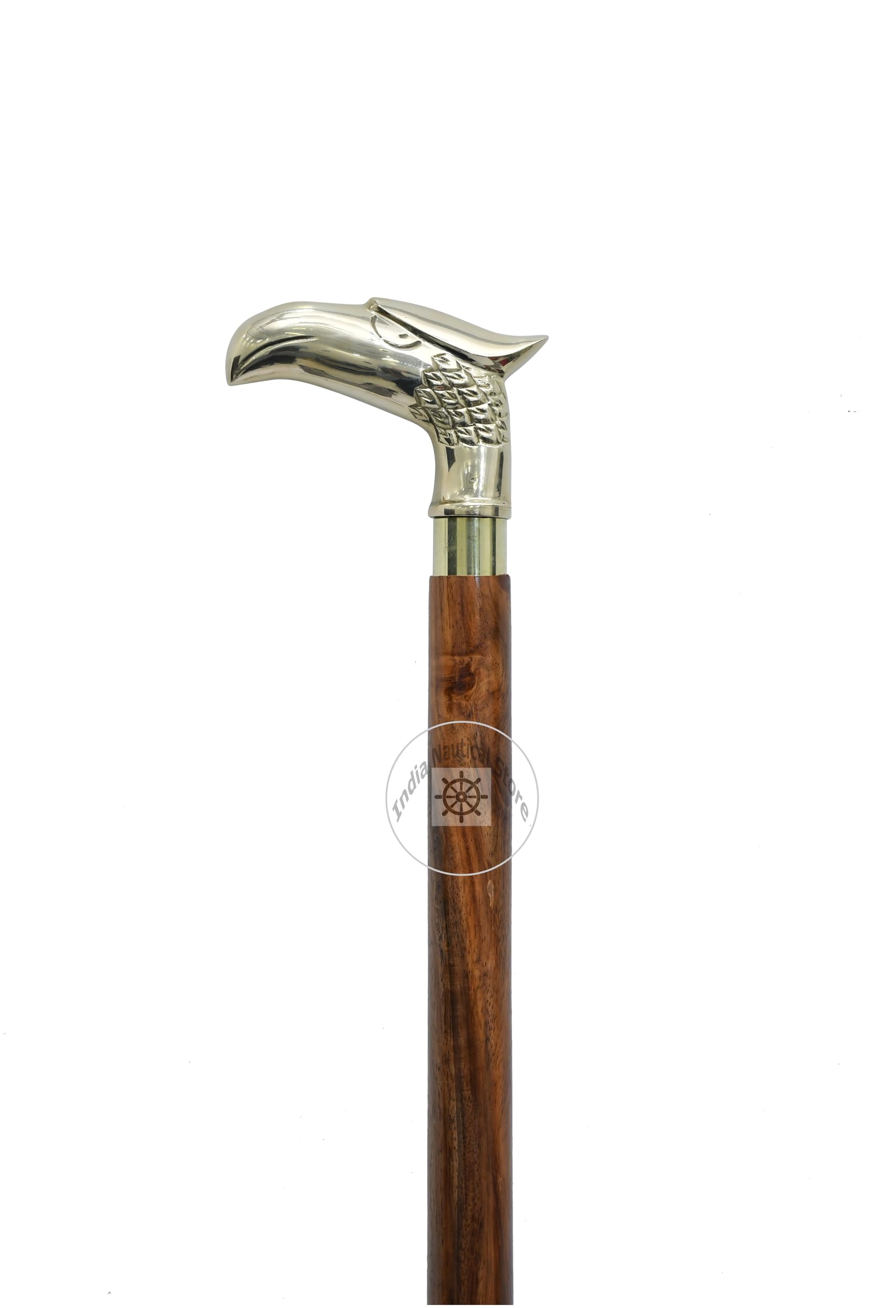 CANNE DE MARCHE En Bois Noir Avec Poignée Solide En Laiton Antique