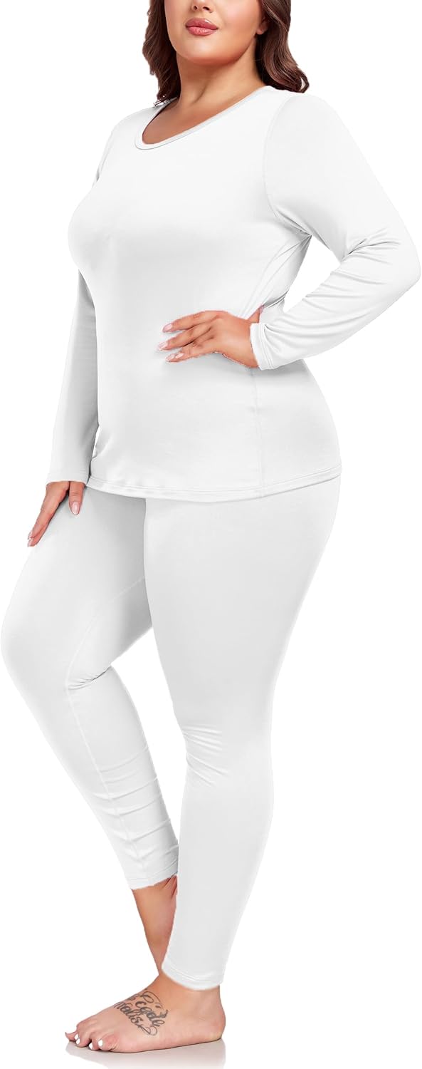 Women's Plus Size Thermal Sets for Women Underwear Long Johns Long Sleeve Base Layer Top and Bottom Sets XL-5XL - Image 4