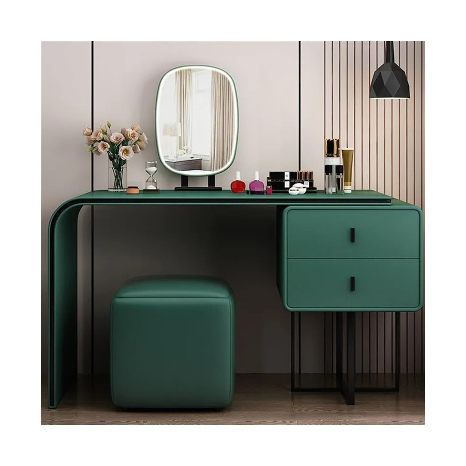 CGCSYZ Vanity Desk Modern Luxury Vanity Set with Mirror and Stool Home Makeup Dressing Table Girls Bedroom Furniture Dressing Table Makeup Dressing Table (Green 100cm)