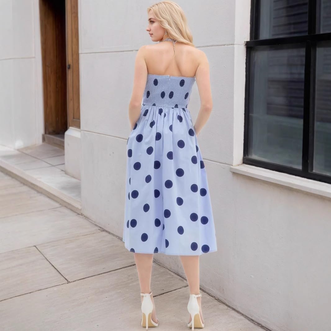 Women's Dress Vacation Style Summer Polka Dot Sleeveless Slim-Fit Bodycon