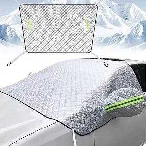 HUUSO Windshield Cover for UV Rays and Snow Protection, Cotton Lined PEVA Fabric with Aluminium Foil Lamination Compatible with Tata Altroz