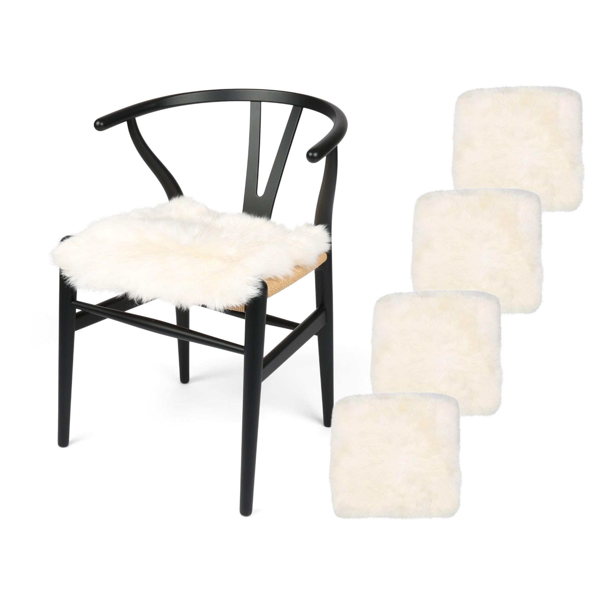 Nordic Sheep Sheepskin Seat Pads 40x40cm, 4 Pack, White