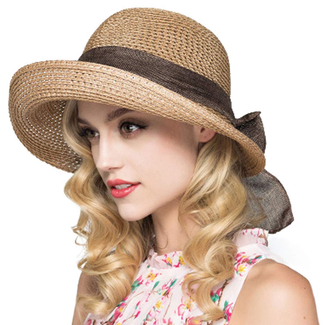 Kqpoinw Sombrero para El Sol, Gorra de Paja para Mujer Sombrero Plegable Sombrero Ancho de ala Ancha Sombrero para El Sol Sombreros de Playa de Verano para Mujeres