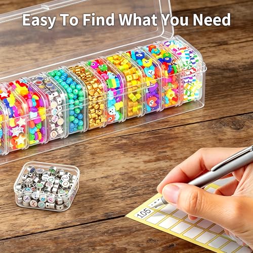 Image of Bead Organizer Box, 13 Pcs Compartments Clear Plastic Storage Containers Set for Bracelet Making DIY, Jewelry, Small Parts